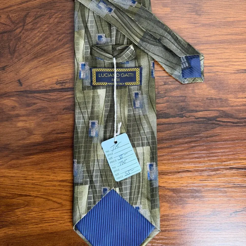 Luciano Gatti Elite Mens Green Tie‎ 100% Silk Made in Italy 56”